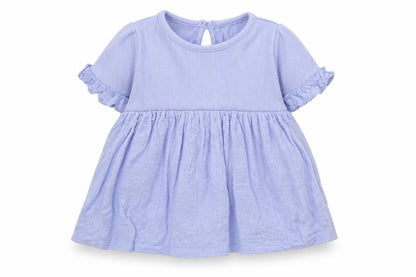 George Girls Blue Cotton Skater Dress Size 0-3 Months Round Neck Button