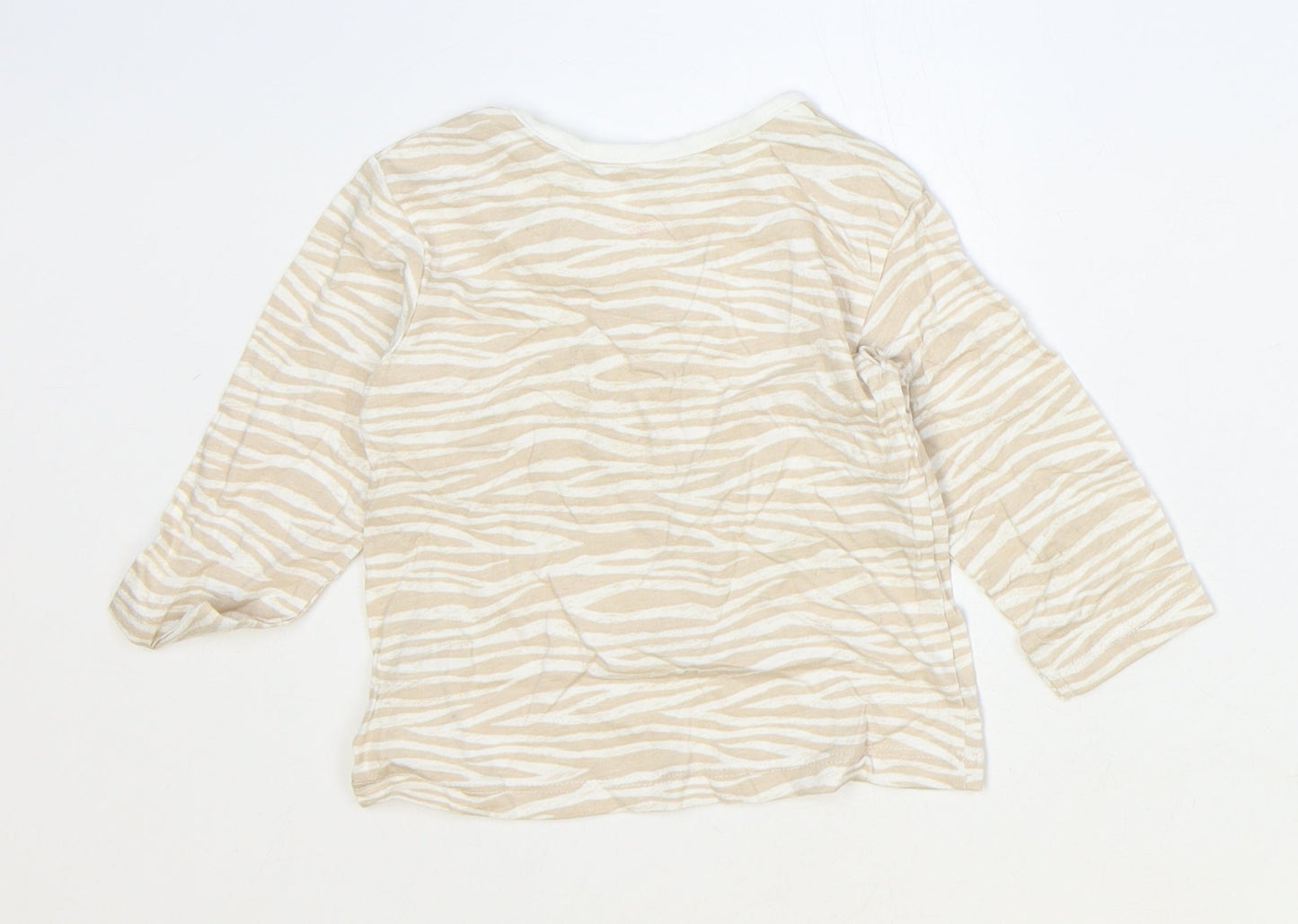 George Girls Brown Animal Print 100% Cotton Basic T-Shirt Size 6-9 Months Round Neck Pullover