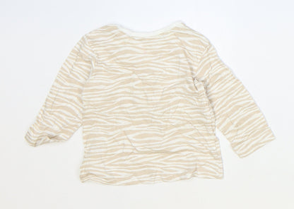 George Girls Brown Animal Print 100% Cotton Basic T-Shirt Size 6-9 Months Round Neck Pullover