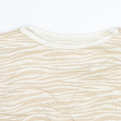 George Girls Brown Animal Print 100% Cotton Basic T-Shirt Size 6-9 Months Round Neck Pullover