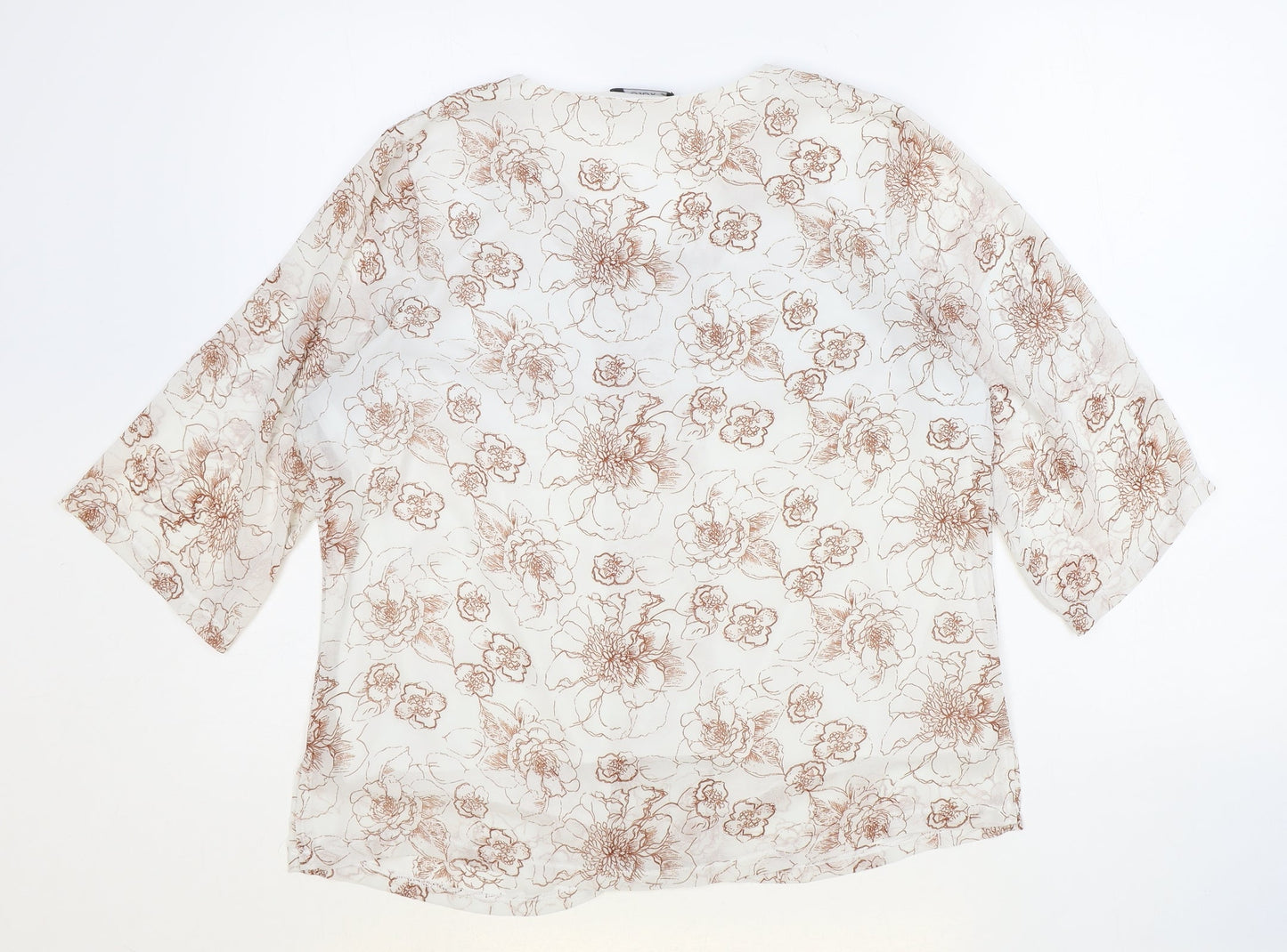 Xara Womens Ivory Geometric Polyester Basic Blouse Size L V-Neck