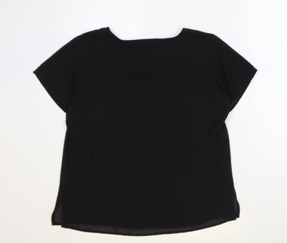 Xara Womens Black Polyester Basic Blouse Size L Round Neck