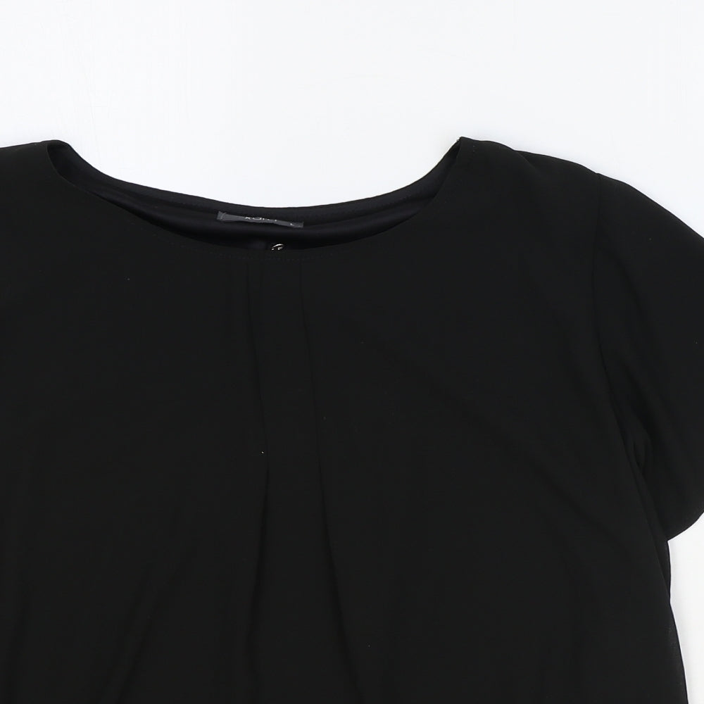 Xara Womens Black Polyester Basic Blouse Size L Round Neck