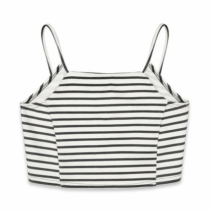 Boohoo Womens White Striped Polyester Cropped Tank Size 12 Square Neck - Open Wrap Back Detail