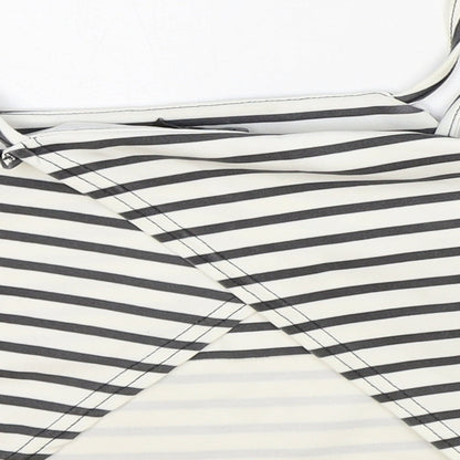 Boohoo Womens White Striped Polyester Cropped Tank Size 12 Square Neck - Open Wrap Back Detail