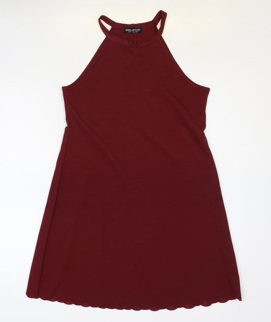 Select Womens Red Polyester A-Line Size 10 Round Neck Pullover