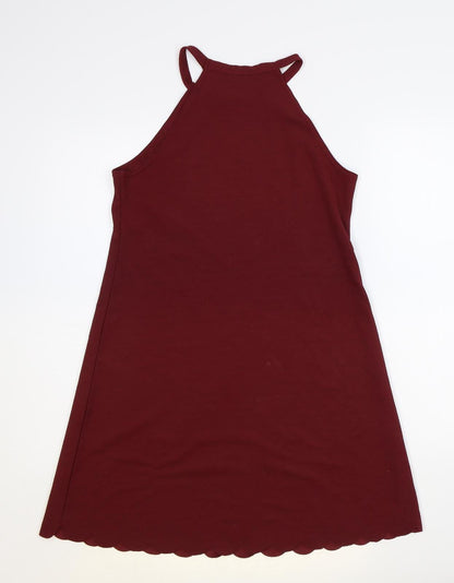 Select Womens Red Polyester A-Line Size 10 Round Neck Pullover