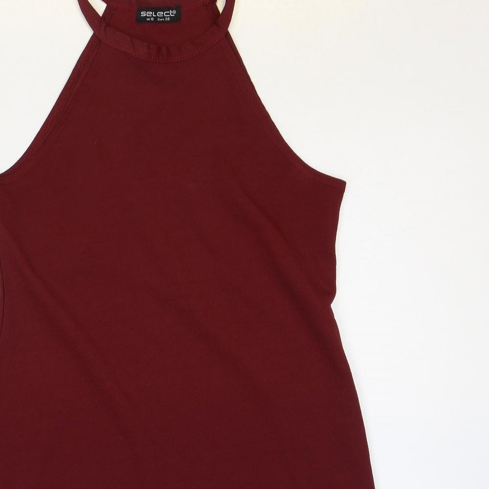 Select Womens Red Polyester A-Line Size 10 Round Neck Pullover