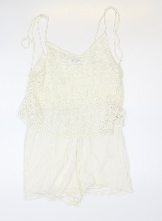 Select Womens Ivory Polyester Playsuit One-Piece Size 10 Button