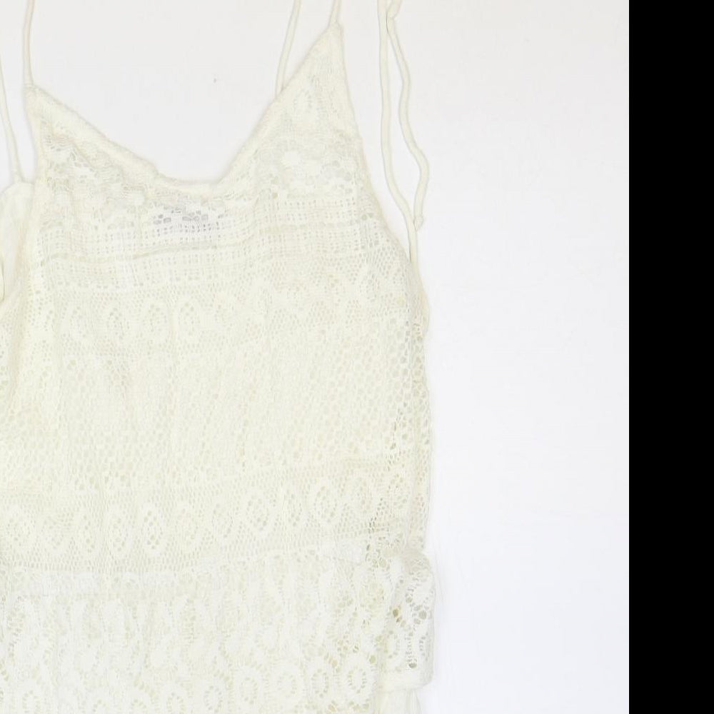 Select Womens Ivory Polyester Playsuit One-Piece Size 10 Button