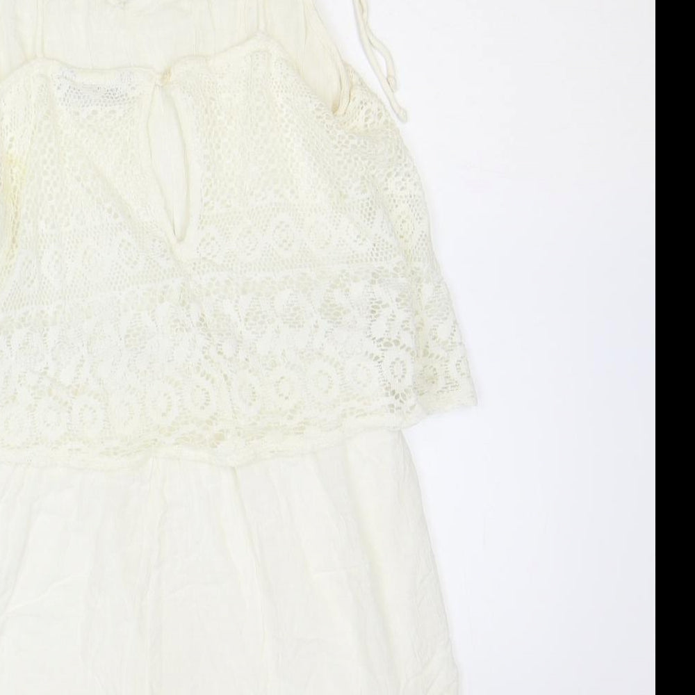 Select Womens Ivory Polyester Playsuit One-Piece Size 10 Button