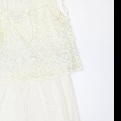 Select Womens Ivory Polyester Playsuit One-Piece Size 10 Button