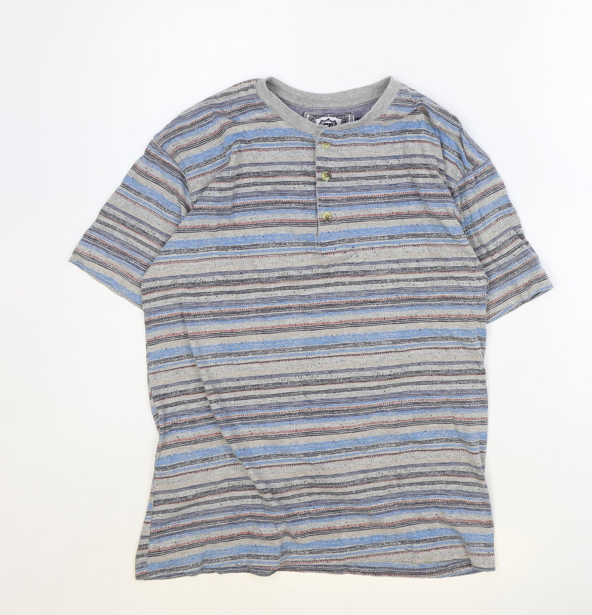 Cargo Bay Womens Multicoloured Striped Cotton Basic T-Shirt Size S V-Neck