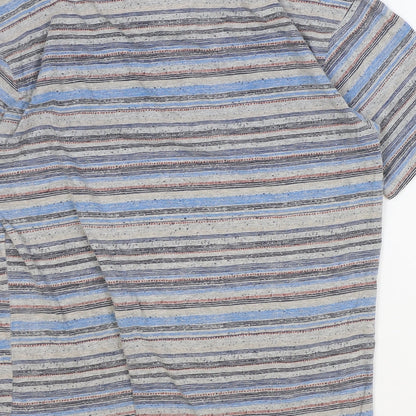 Cargo Bay Womens Multicoloured Striped Cotton Basic T-Shirt Size S V-Neck