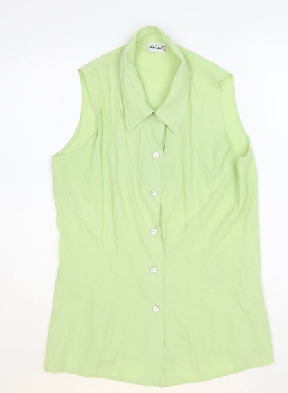Womens UK Size 14 Select Green Basic Button-Up