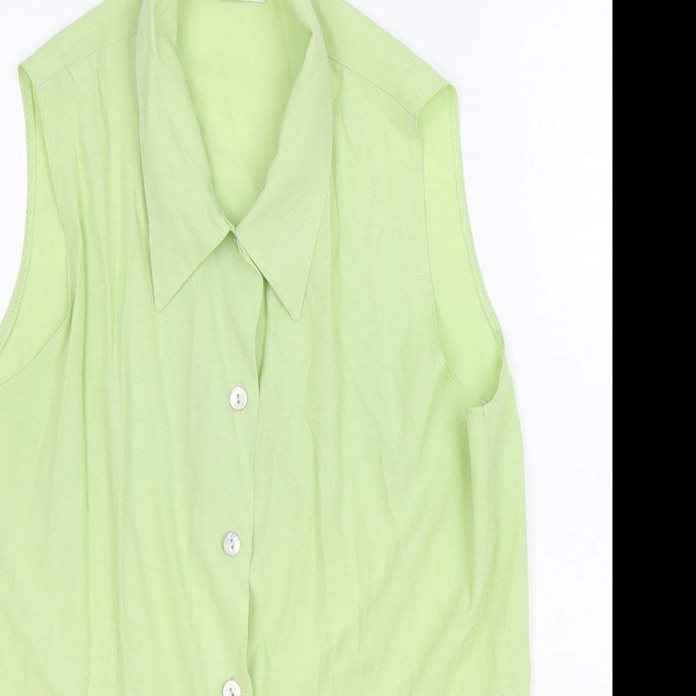 Womens UK Size 14 Select Green Basic Button-Up