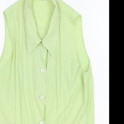 Womens UK Size 14 Select Green Basic Button-Up
