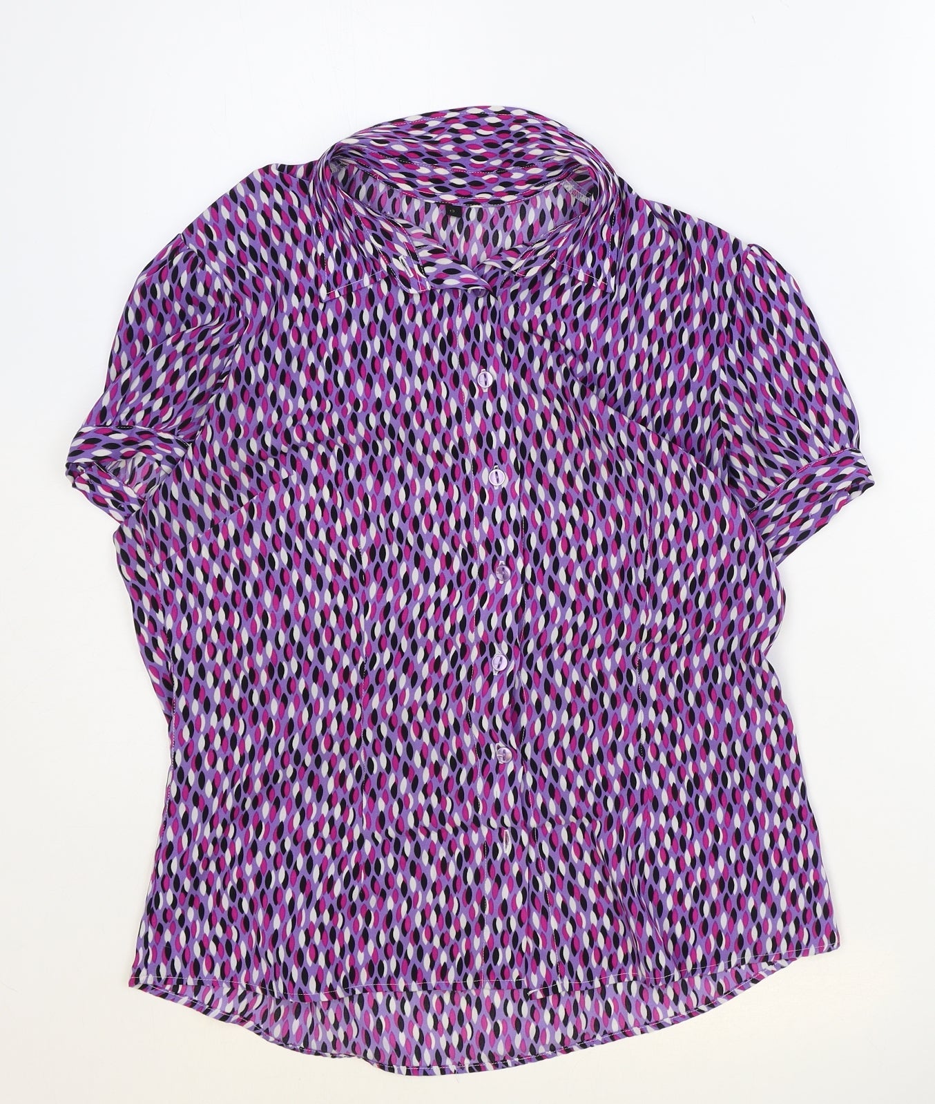 Womens UK Size 12 Preworn Purple Basic Button-Up