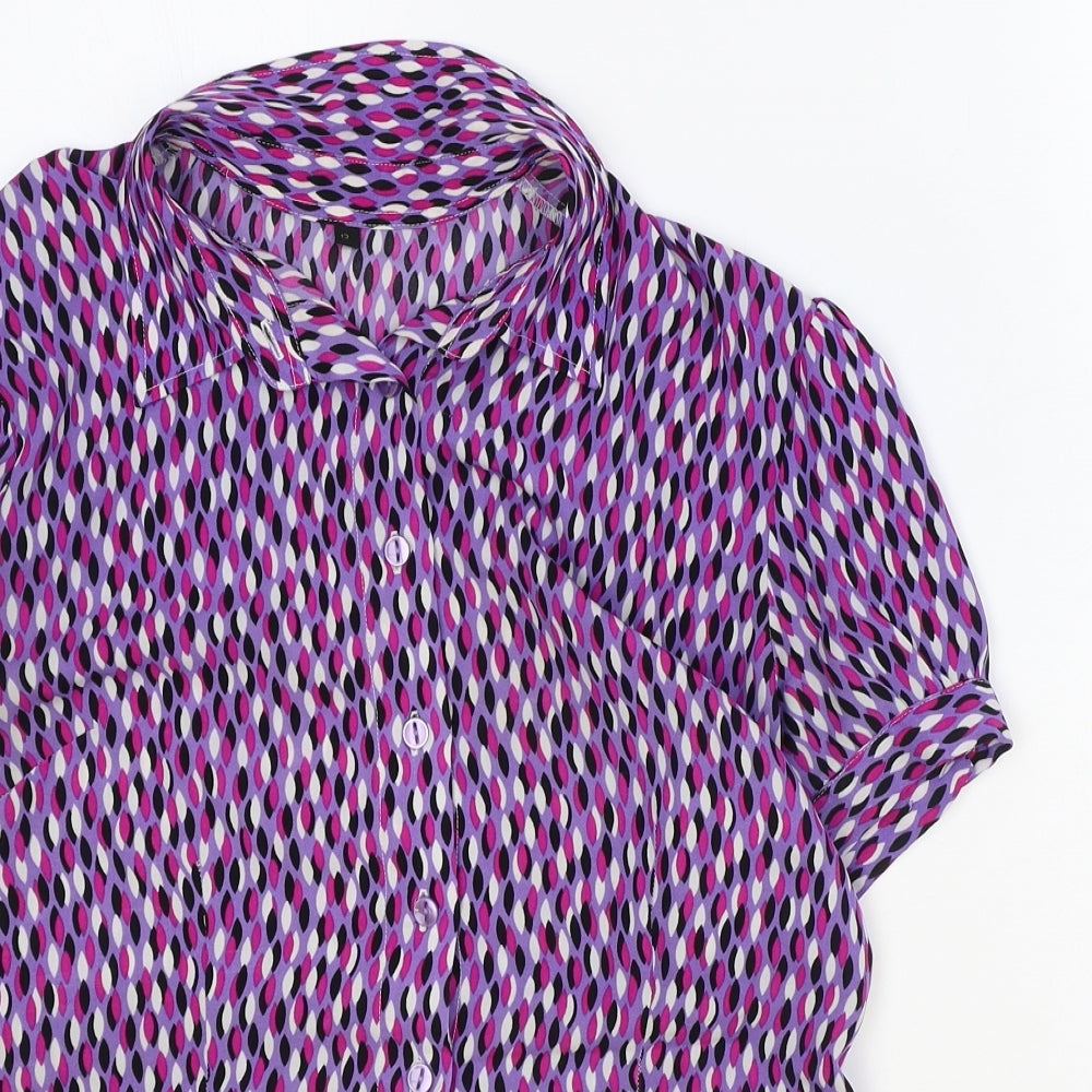 Womens UK Size 12 Preworn Purple Basic Button-Up