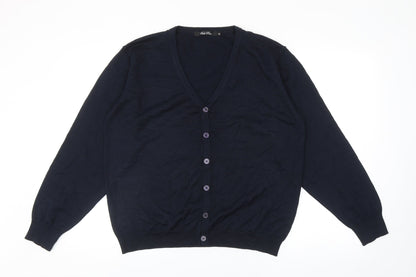 Back Point Womens Blue V-Neck Acrylic Cardigan Jumper Size L