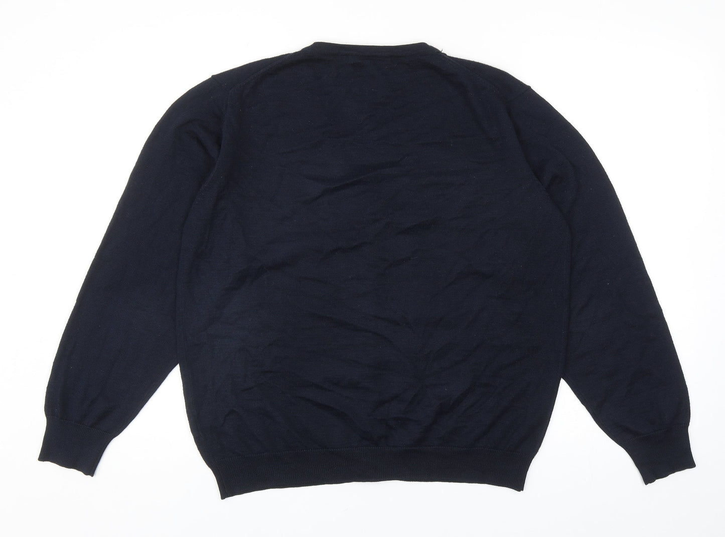 Back Point Womens Blue V-Neck Acrylic Cardigan Jumper Size L