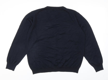 Back Point Womens Blue V-Neck Acrylic Cardigan Jumper Size L