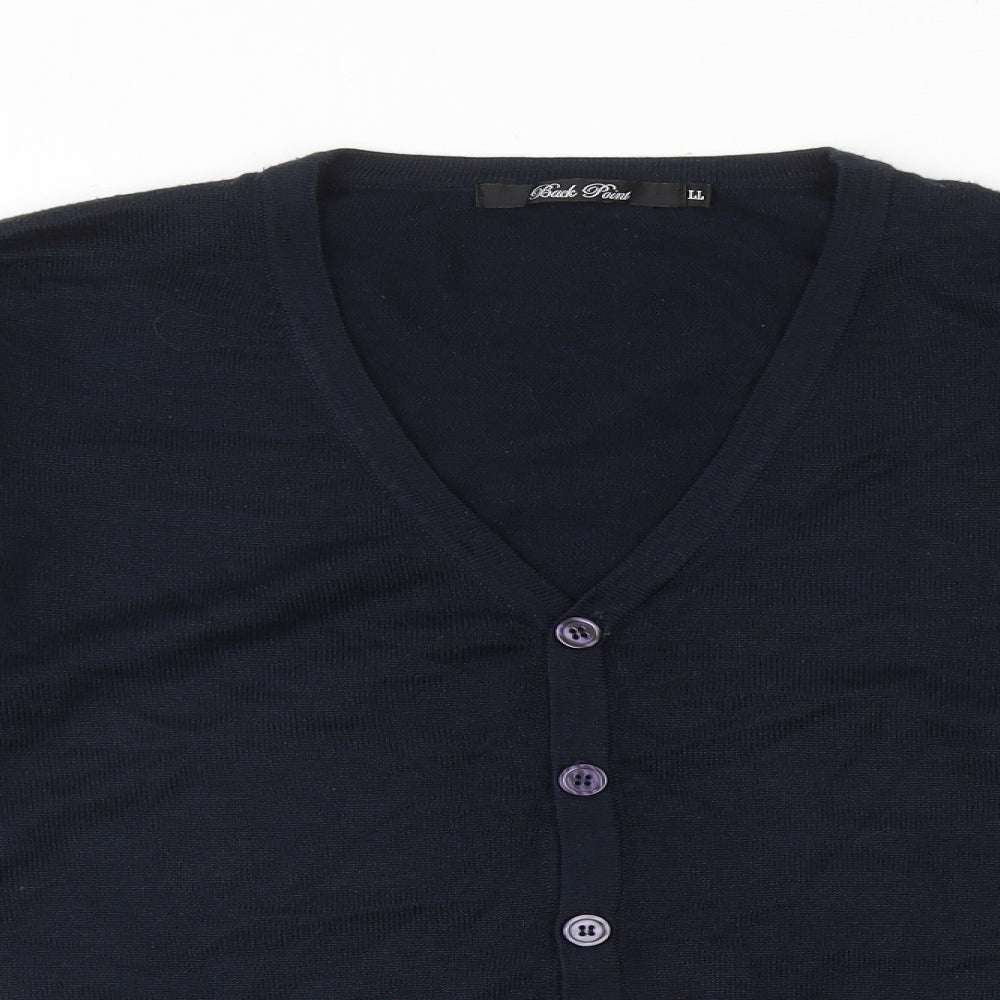 Back Point Womens Blue V-Neck Acrylic Cardigan Jumper Size L