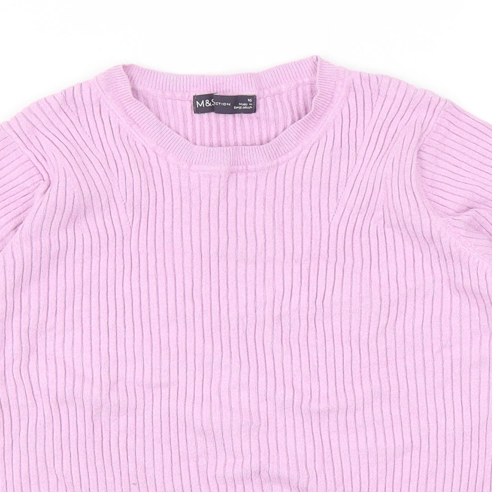 Womens UK Size 16 Marks and Spencer Purple Basic T-Shirt