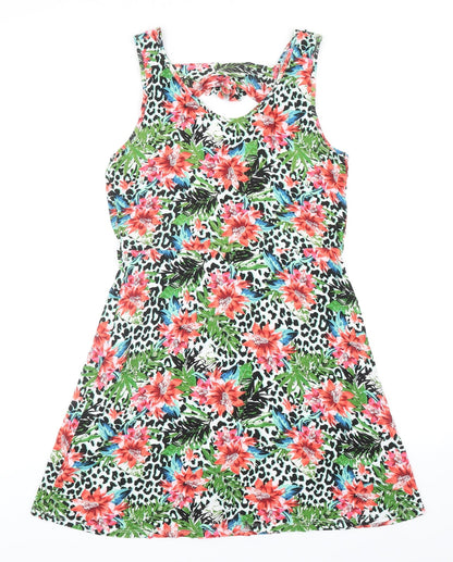 George Womens Multicoloured Geometric Viscose Tank Dress Size M V-Neck Pullover