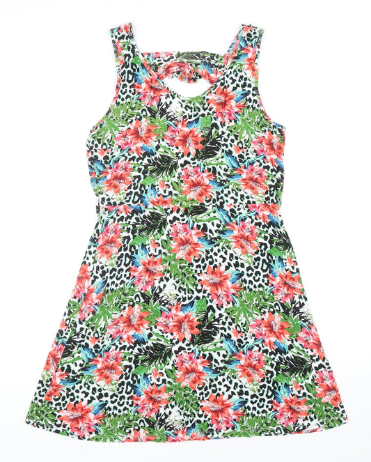 George Womens Multicoloured Geometric Viscose Tank Dress Size M V-Neck Pullover