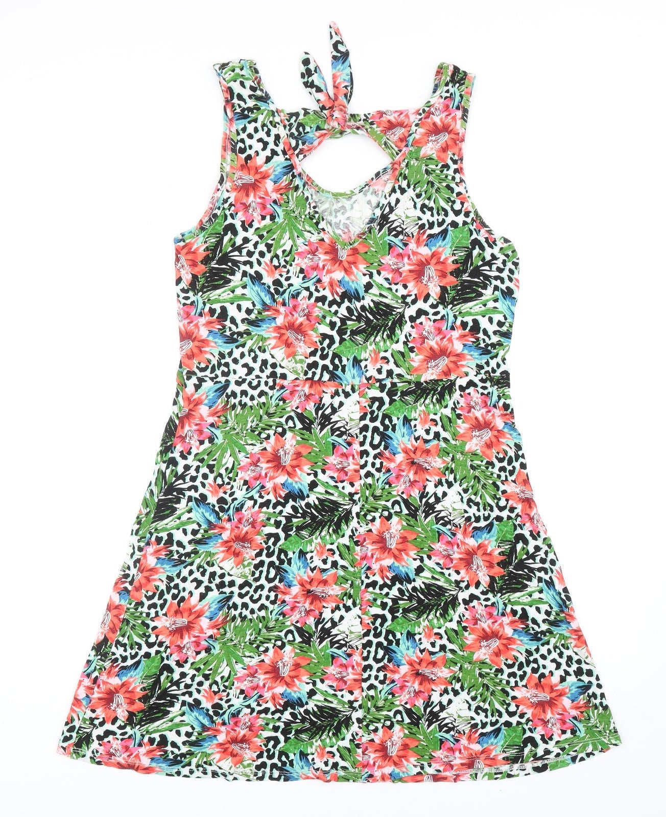 George Womens Multicoloured Geometric Viscose Tank Dress Size M V-Neck Pullover