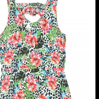 George Womens Multicoloured Geometric Viscose Tank Dress Size M V-Neck Pullover