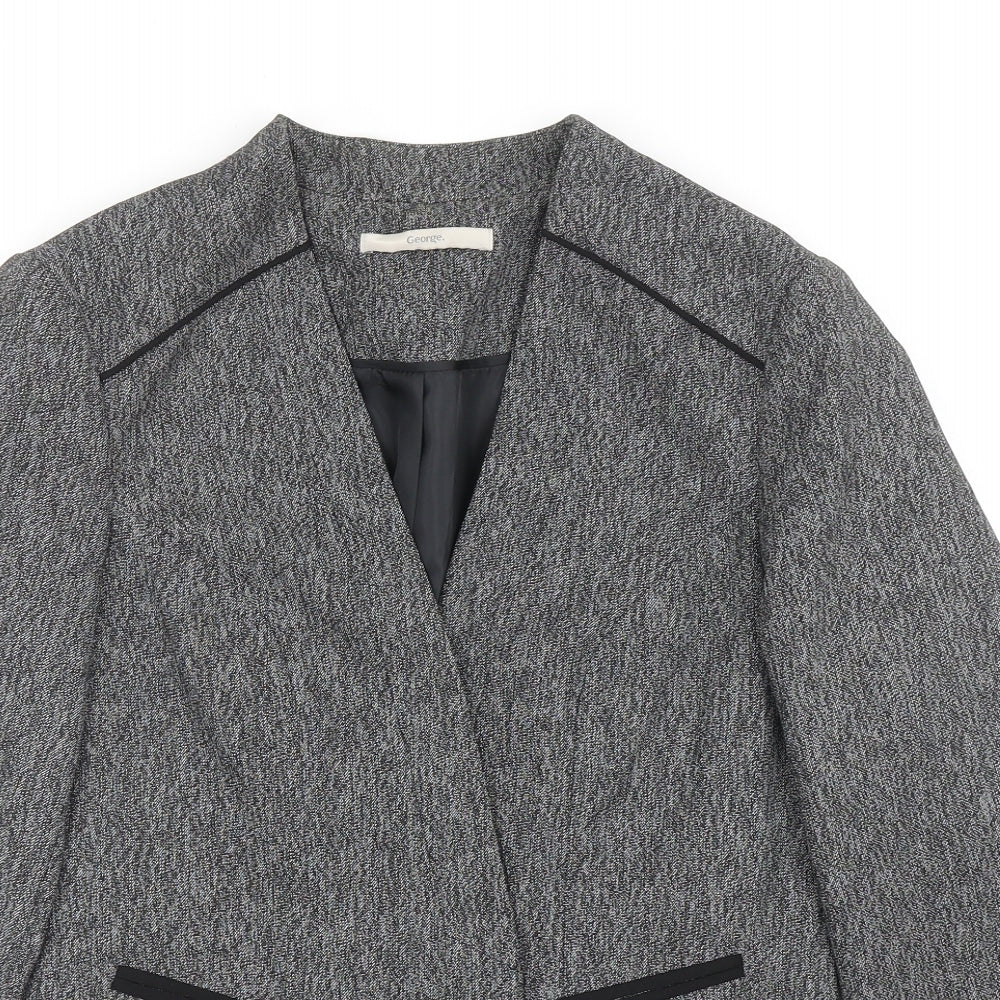 George Womens Grey Polyester Jacket Blazer Size 12