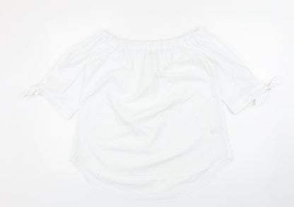 Womens UK Size 12 Peacocks White Cropped Blouse