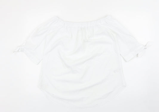 Womens UK Size 12 Peacocks White Cropped Blouse