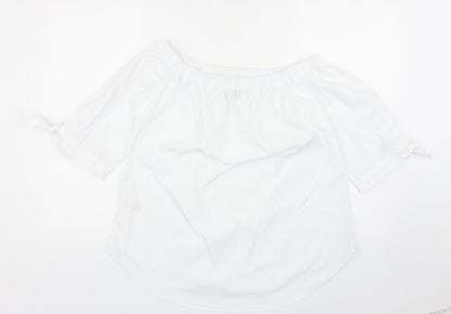 Womens UK Size 12 Peacocks White Cropped Blouse
