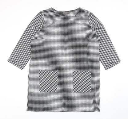 Primark Womens Black Houndstooth Polyester Sheath Size 18 Round Neck Pullover