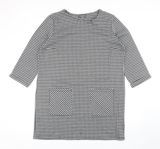 Primark Womens Black Houndstooth Polyester Sheath Size 18 Round Neck Pullover