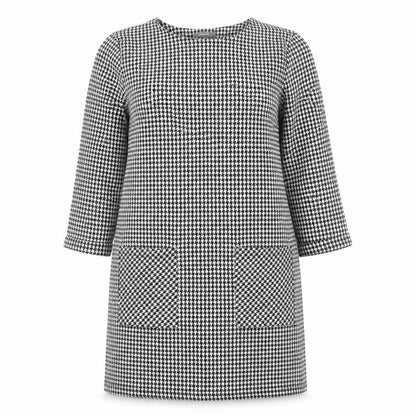 Primark Womens Black Houndstooth Polyester Sheath Size 18 Round Neck Pullover