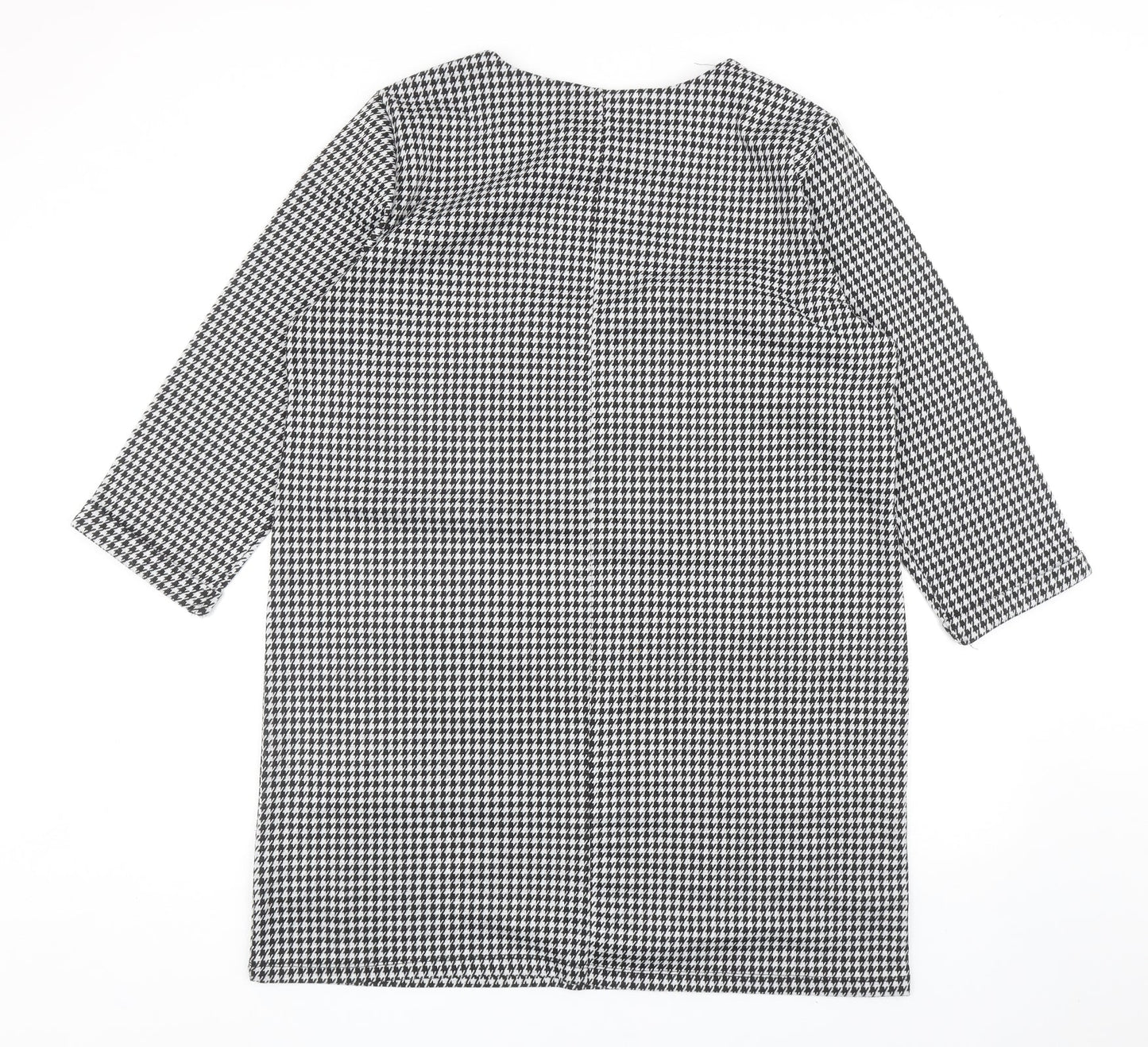 Primark Womens Black Houndstooth Polyester Sheath Size 18 Round Neck Pullover