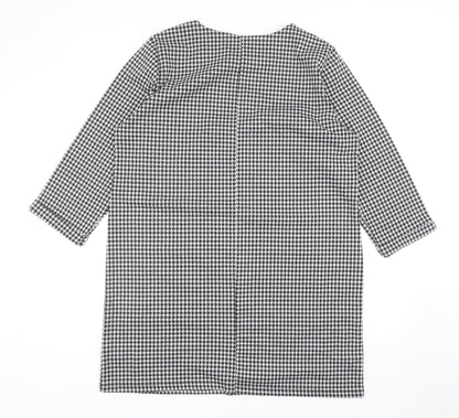 Primark Womens Black Houndstooth Polyester Sheath Size 18 Round Neck Pullover