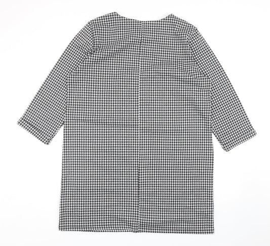 Primark Womens Black Houndstooth Polyester Sheath Size 18 Round Neck Pullover