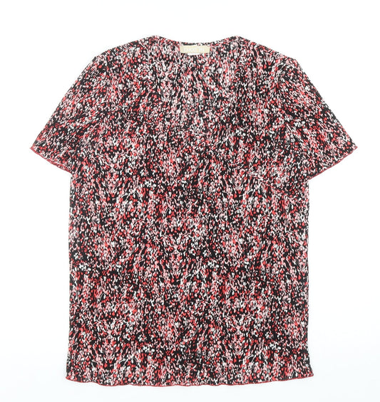 Daxon Womens Multicoloured Geometric Polyester Basic T-Shirt Size 12 Round Neck