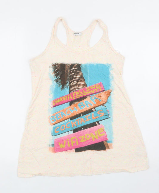 George Womens Multicoloured Cotton Basic Tank Size 10 Round Neck - Beach