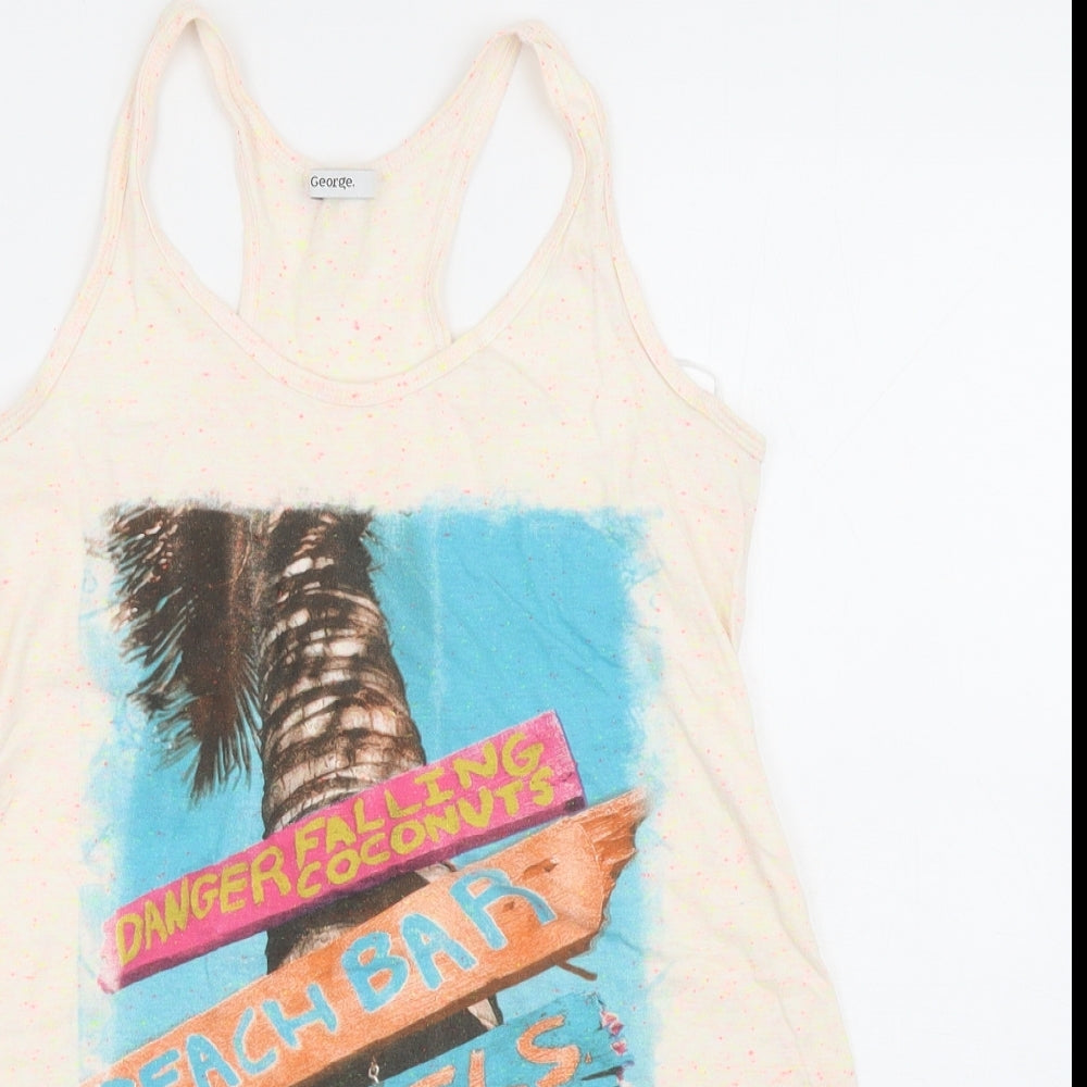 George Womens Multicoloured Cotton Basic Tank Size 10 Round Neck - Beach