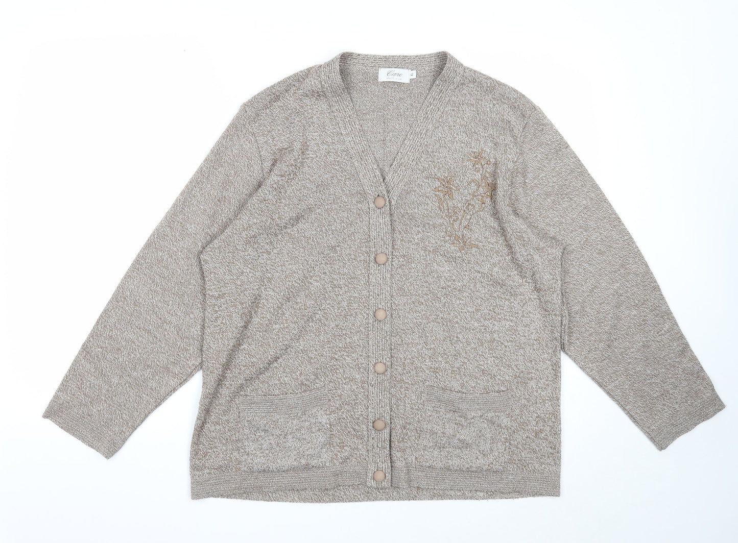 Womens UK Size XL Care Brown Cardigan Jumper