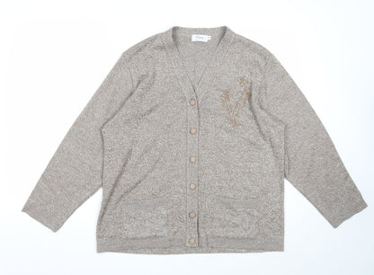 Womens UK Size XL Care Brown Cardigan Jumper