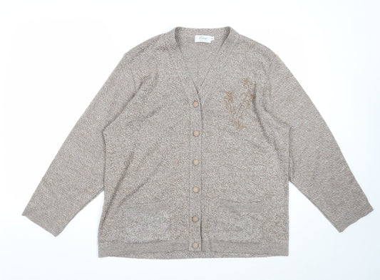 Womens UK Size XL Care Brown Cardigan Jumper