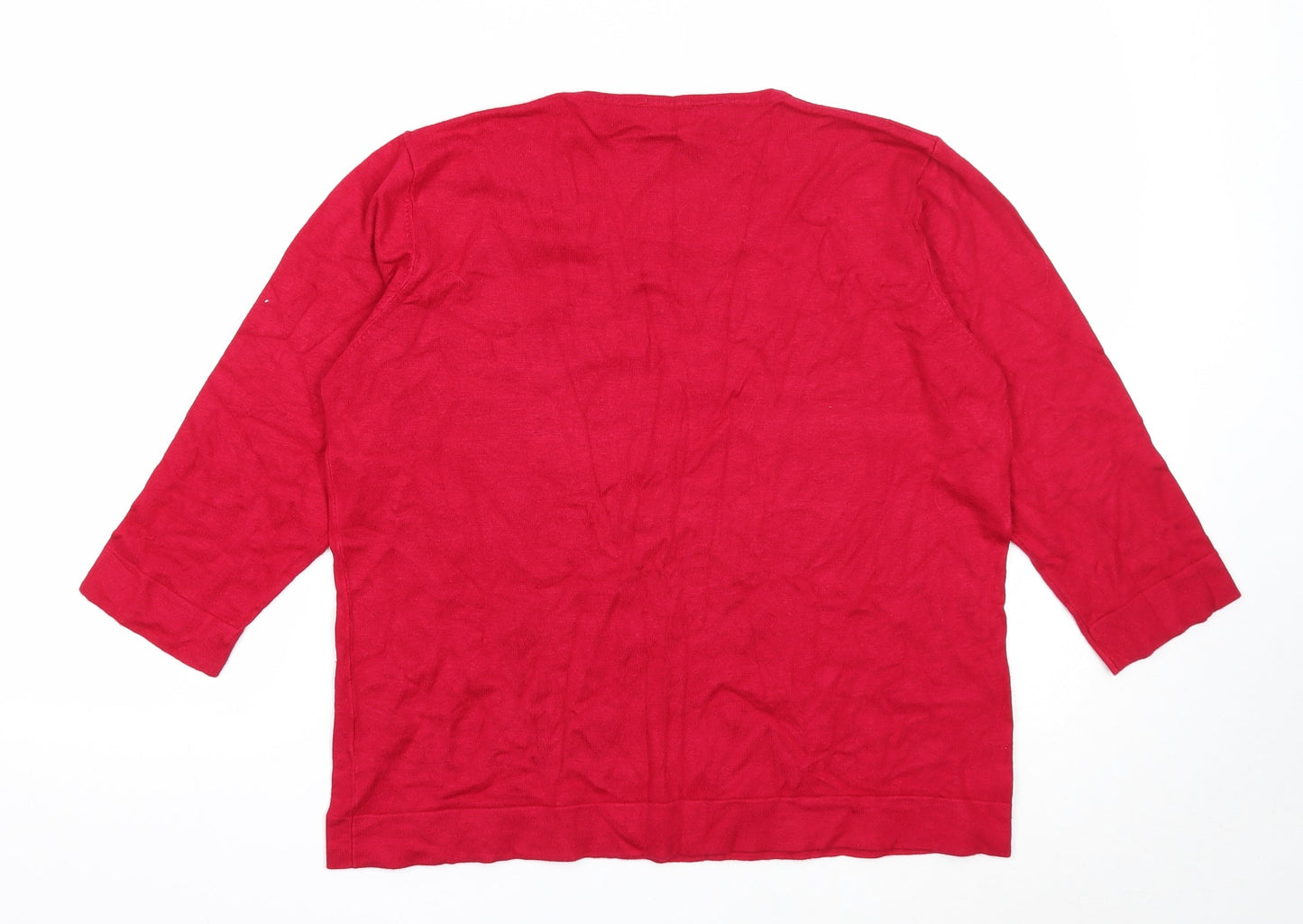 Tigi Wear Womens Red Roll Neck Floral Viscose Pullover Jumper Size 18