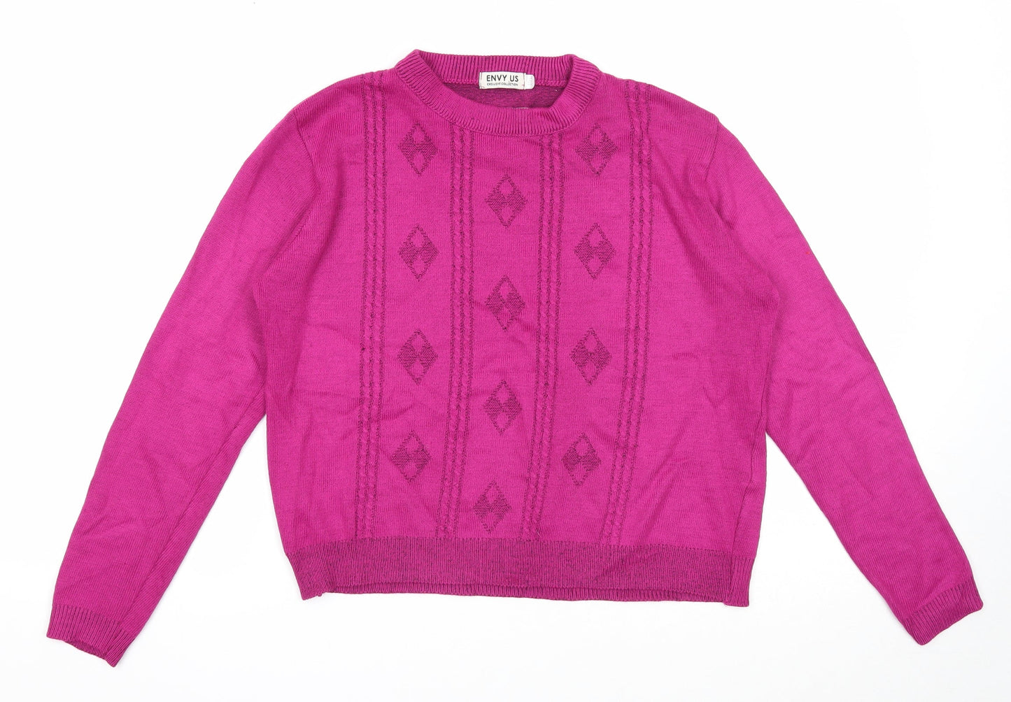 Womens UK Size M Envy Us Pink Pullover Jumper